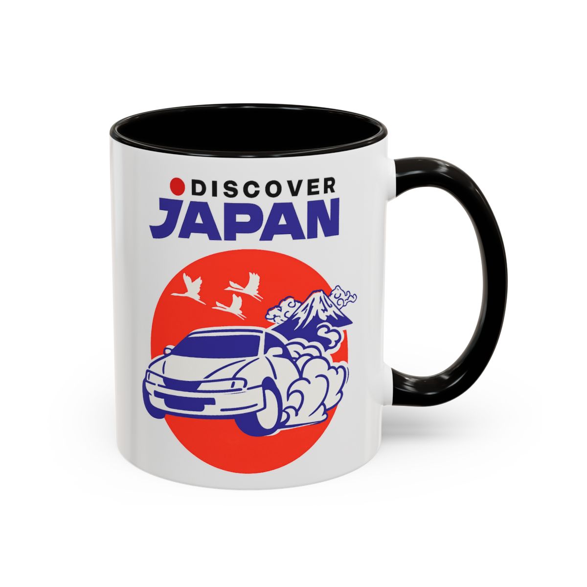Discover Japan Drift Car Mug | Retro Mount Fuji Travel Graphic | Forza Horizon