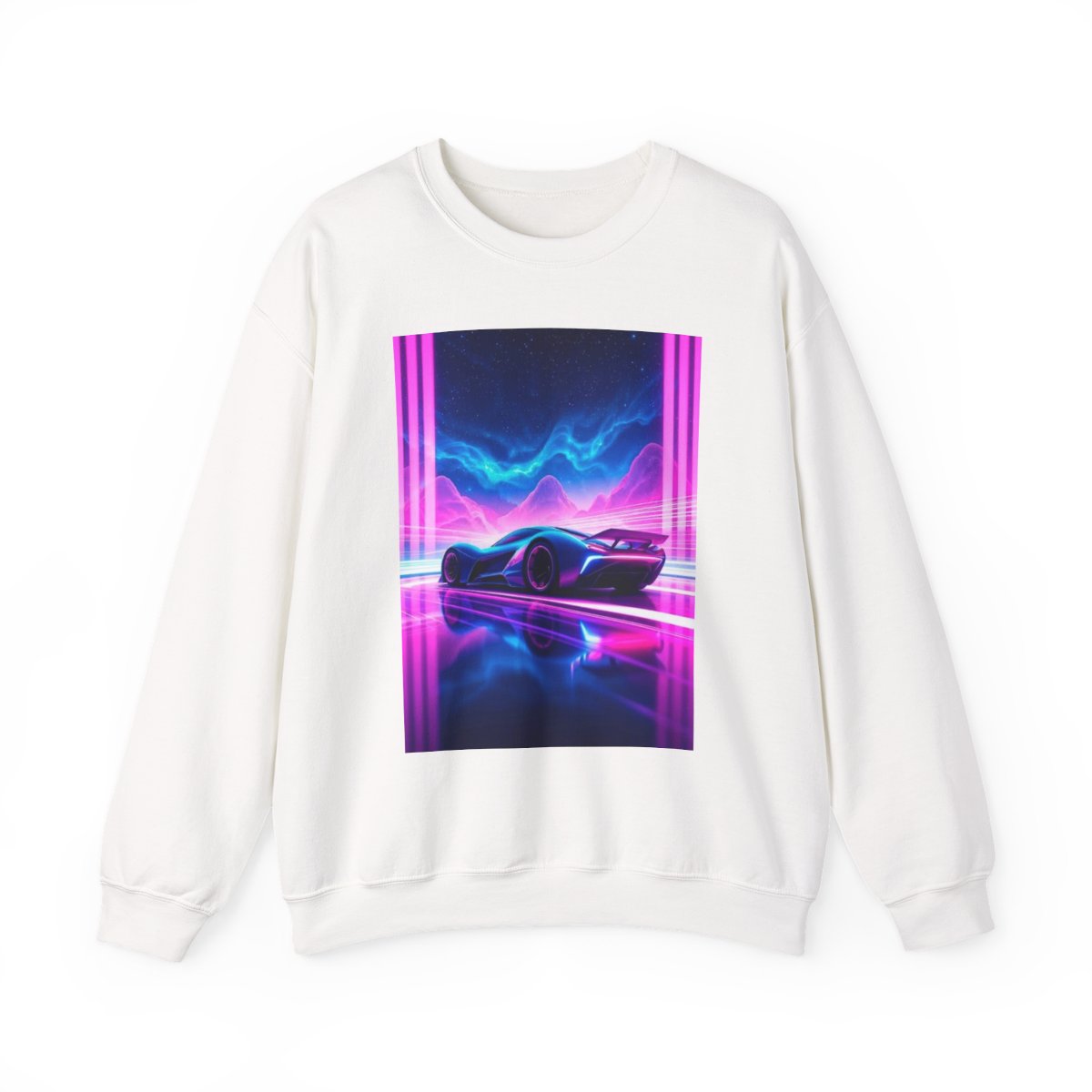 Retro Neon Sports Car Sweatshirt | Vaporwave 80s Aesthetic Racing Scene | Forza Horizon