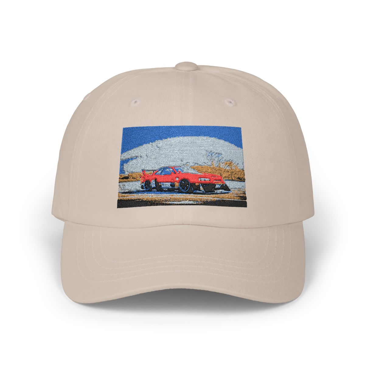 Red Sports Car Roadtrip Classic Dad Cap | Vintage Race Hat | Forza Horizon - alternate angle 3, merchandise