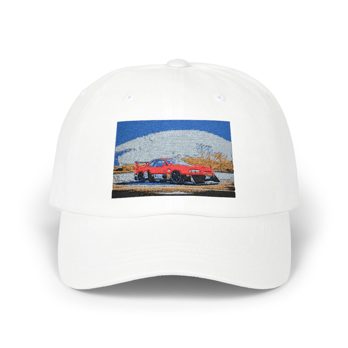 Red Sports Car Roadtrip Classic Dad Cap | Vintage Race Hat | Forza Horizon - alternate angle 2, merchandise