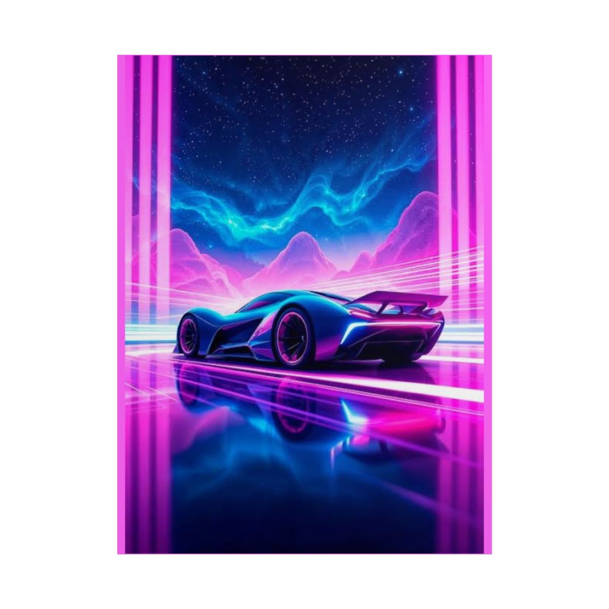 Retro Neon Sports Car Poster | Vaporwave Racing Poster | Forza Horizon - alternate angle 1, merchandise